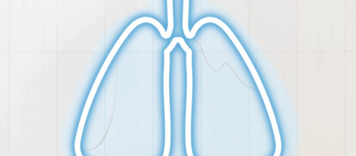 Blue respiratory tract neon sign vector
