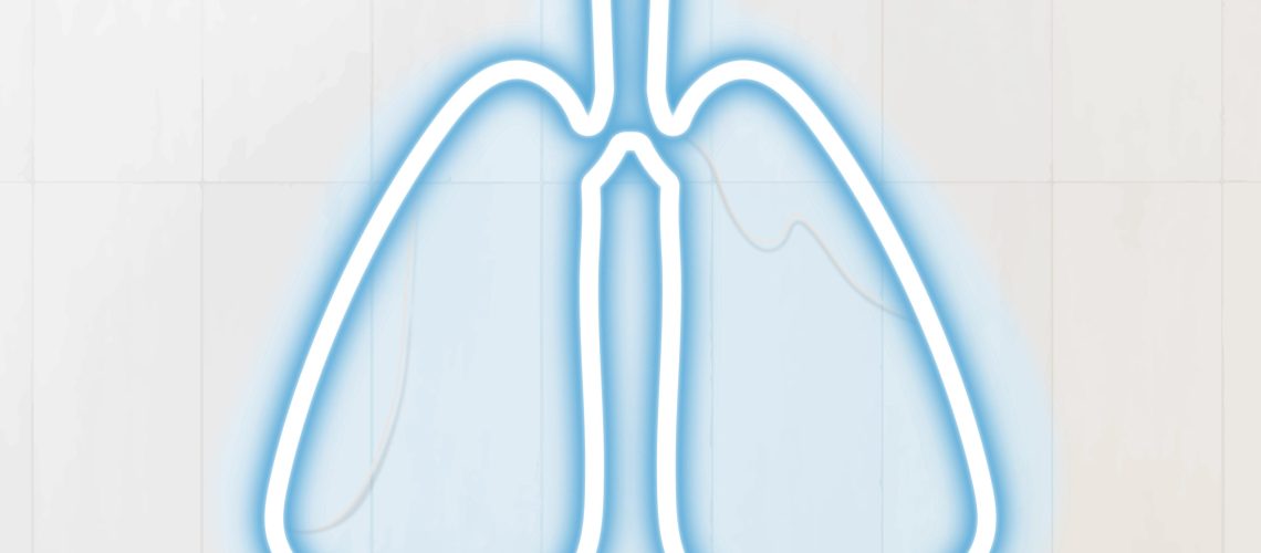 Blue respiratory tract neon sign vector